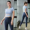 Nahtlose Yoga Set Frauen Kurzarm Leggings Fitness Kleidung Sport Top Gym Workout Set Solide Atmungsaktive Sportswear