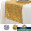 5 stks / partij Breedte 30x275cm Bronzing Gold Sequin Table Runner voor Party Tafelkleed Bruiloften Decoratie Kerst Gouden Lopers