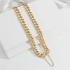 Vintage Gold Silver Color Cuban Chain Buckle Necklace For Women Men Hip Hop Thick Chain Choker Halsband CLAVICLE CHAIN ​​JEWELRY1676988