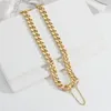 Collier de boucle à chaîne cubaine de couleur argentée vintage pour femmes Chaîne épaisse Collier Collier Clavicle Chaîne 7612143