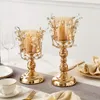 Golden Iron Candle Holder Europese Geometrische Kandelaar Romantische Crystal Candle Cup Home Decor Wedding Center Tafel Decoratie 201202