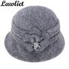 Chapéu de inverno para mulheres 1920s Gatsby estilo flor morna lã beret inverno tampão senhoras gorro feijão chapéus cloche bonnet fedoras A299 Y200102