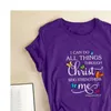 私ができる蝶私はTシャツすべてのものPhilippians 4:13 Printing Tシャツの女性カジュアルトップスfor Fashion Ropa Mujer