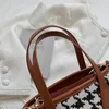 Handbag Foreign Style Thousand Bird Lattice Small Bag Female 2021 Fashion Simple Messenger Autumn Portable Bucket 022