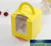 Gratis frakt singel cupcake lådor med fönster med handtag macaron box mousse tårta låda 4 färger sn3429