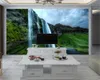 Custom 3D Landschap Behang Mooie Landschap en Waterval Menselijke Wonderland Binnenlandse Decoratieve Zijde 3D Muurschildering Behang