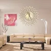 3D Büyük Duvar Saati Kristal Güneş Moda Modern Stil Sessiz Saatler Basit Salon Ofis Ev Dekorasyon Siyah / Altın 201125