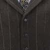 Men's Vests Business Vest Wool Notch Plaid Slim Fit Herringbone Grey Cotton Suit Waistcoat For Wedding Formal Groomsmen Guin22