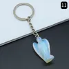 Natursten KeyRings Crystal Agate Stone Carved Angel Key Chain Jade Opal Green Aventurine Turkos Nyckelringar