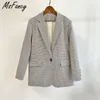 Msfancy plaid kostym kvinnor mode vintage blazer kjol set mujer vår casual tailleur femme mini 2 stycke 220302