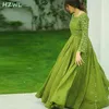 Suudi Arabistan A Hattı Abiye Giyim Dubai Müslüman Uzun Kollu Boncuklu Gelinlik Modelleri Fermuar Geri Kat Uzunluk Robe De Soiree 2021