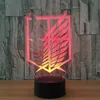 Attack On Titan Badge 3D Novelty LED Nightlight Heminredning Bordslampa 3D Visual Night Light för barngåva