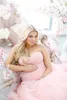 우아한 분홍색 이브닝 드레스 2021 Sweetheart Tulle Sweep Train Maternity Dress Plus 크기 Pregant 사진 가운 Vestido de Novia