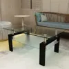 table basse noir verre