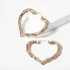 IngeSight Z Punk Geometric Love Heart Bamboo Hoop Earrings Statement Gold Color Metal Earrings for Women Jewelry Oorbellen Party249m