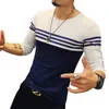 Autumn Casual T Shirt Men Fashion Striped O Neck Long Sleeve Mens T Shirt Slim Fit Mens Clothes Trend Hip Hop Top Tees 5XL 201116