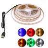 USB LED bande lumière 5V TV fond Flexible bande ruban avec interrupteur marche/arrêt SMD2835 60Leds/m armoire corde bande lampe