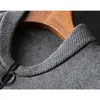 Stand Minglu Collar Sweaters Sticked Zipper Solid Color Man Spring and Autumn Slim Fit Mens tröja 4XL 201022