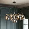 Pendant Lamps Modern Led Chandelier Black + Gold Glass Lampshade Wrought Iron Ceiling Decoration Living Restaurant Bedroom Kitchen