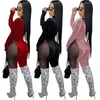 Plus size 2X fall winter Women sexy night club wearing mesh Jumpsuits casual solid color long sleeve Rompers sexy skinny bodysuits 4162