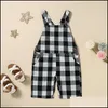 jumpsuits jumpsuitsrompers 아기 아이 의류 아기, 출산 여자 소년 격자 무늬 rompers 어린이 격자 슬링 Jumpsuit 여름 패션 cli