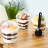 200ml Transparent Tiramisu Coupe De Crème Glacée En Plastique Mousse Gâteau Coupe Jelly Cup Jelly Cup Avec Couvercle Pudding Dessert Sets Party Supplies GGE2003