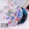 Dekorativa Objekt Figuriner HD Turntable Crystal Flower Figur Glas Lotus Paperweight Ornament Rotating Display Miniatyrer Jul