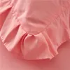 Rosa Lace Princess Bröllopsängar Högkvalitativ Hem Textil Queen King Size Fashion Duvet Cover Set Bed kjol Pillowcases T200706