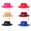 Ny kopparring Pin Flat Top Hat Trend Kvinnor Wide Brim Fedora Trillby Kepsar Damerull Feltro Bowler Gambler Top Hat European US