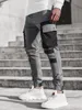 2020 New Autumn Men 's Casual Sports Pants 짠 주머니 바느질 레깅스 캐주얼 바지 212b