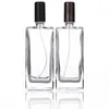 Bouteille de parfum en gros vaporisateur carré transparent 50ml bouteille en verre de parfum rechargeable en verre avec couvercles bruns noirs