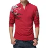 T-shirts Men's 2023 Spring Autumn Cotton Men t-shirt V-ringad avslappnad långärmad t-shirt för plus-storlek M-5XL