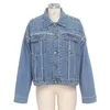 Kvinnor Jean Jacket Coat Ytterkläder Höst Vinter Denim Top Womens Toppar Mode Coats Solid Kvinnor Kläder KLW5205