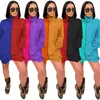 Ladies Colorblocked Shirts Dress Fashion Trend Cardigan Long Sleeve Zipper Short Skirt Designer Female Autumn New Casual Loose Dress