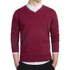 Sweater Men Casual V-Neck Pullover Men Slim Long Sleeve Mens Sweaters Knitted Pull Homme Men Autumn Sweater Black Clothing 201126