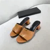 Lyxdesigner Kvinnors sandaler tjocka tofflor Hög klackar Patentläder slät tofflor med skräpväskor