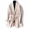 Mozuleva High Quality Double Cashmere Winter Woolen Coat for Women Beige Color Korean Simple Short Style Wool Coats 201102