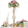 Titulares de velas de cristal Metal Candlestick Flower Vase Peça central Evento Flor Rack Road Decoração de casamento de chumbo Y200110252D