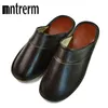 Dames mntrerm slippers luxe lente zomer thuis slippers mannen koe leer indoor slides slippers platte schoenen voor zomer y200107