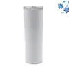 Stainless Steel Tumblers 20oz Sublimation Straight Tumbler Blanks White Plastic Straw Cups Cover Separable Water Outdoor Keep Warm N2