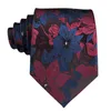 ربطة عنق حرير أزرق كحلي عنابي للرجال ربطة عنق هدية بأزرار أكمام يدوية وربطة عنق مصممة على الموضة لحفلات الأعمال وحفلات الشحن عالية الجودة