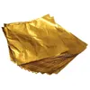 Geschenkpapier, 100 Stück, quadratisch, Süßigkeiten, Süßigkeiten, Schokolade, Lolly-Papier, Aluminiumfolie, Gold2474