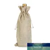 Housses de bouteilles de vin en lin avec cordon 15*35 cm porte-sac à vin en Jute pour offrir et décorer un cadeau de noël