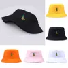 Chapeau de loisirs Foulard plat Coiffe Ananas Chapeau de pêcheur Cap Porter les deux côtés Été Bassin Chapeau Visière Seau Cap Orange Noir G220311