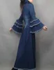 Envío gratis moda larga Maxi vestido de trinchera para mujer Vintage Denim prendas de vestir exteriores borlas Flare manga más tamaño Royal Coat S-XL 201031