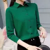 Camicetta di camicetta verde camicie in carriera da ufficio in chiffon