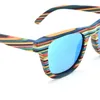 Moda retro artesanal eyewear colorido quadro de madeira óculos de sol polarizado mulheres homens multicolor sol óculos praia anti-uv óculos anti-uv