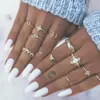 Bohemien retro saffier ring set bloem bladeren edelsteen antiek goud zilver kristal kroon ringen voor vrouwen bruiloft gift party sieraden groothandelsprijs