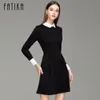 Fatika Fashion Autumn zima elegancka sukienka damska szczupła kołnierz Peter Pan kołnierz długi rękaw Czarne sukienki dla kobiet Y2253M