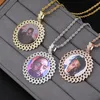 Anpassat minne Po Round Medallions Halsband DIY Pendant 4mm Tenniskedja Ropkedja Guld Silver Iced Out Cubic Zirconia Hip Hop 2567